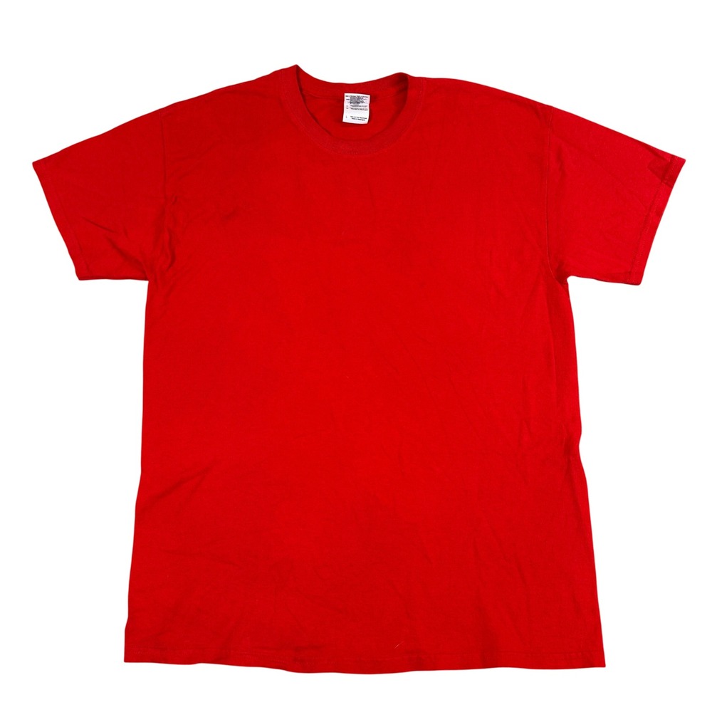 Gildan Heavy Cotton Red Blank T-Shirt Mens Large Short Sleeve Crew Neck Tee
